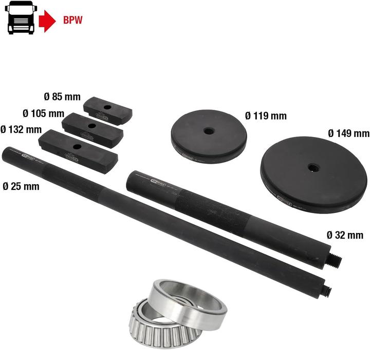 Actual product image KS Tools Wheel bearing tool set for BPW, 7-piece