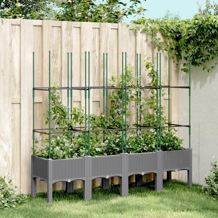 Image du produit vidaXL Pflanzkübel mit Rankgitter PP