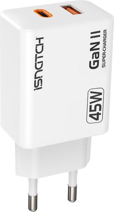 Actual product image iSnatch Dual USB charger, QC 3.0, GaN technology, 45 watts (45 W, 2 ports)