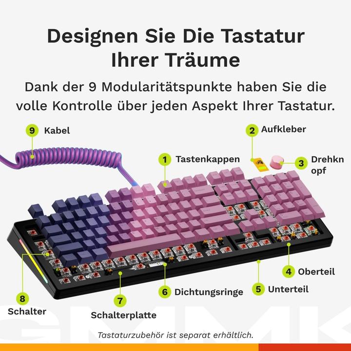 Actual product image Glorious GMMK 3 HE 100 % Custom Gaming Keyboard - Pre-Built, ISO (DE), Fox HE Switches, black (DE, Cable)