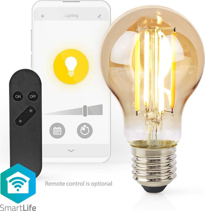 Image du produit Nedis SmartLife LED Filament Lampe | Wi-Fi | E27 | 806 lm | 7 W | Blanc chaud | 1800 - 3000 K | Verre | (E27, 806 lm, 1x)