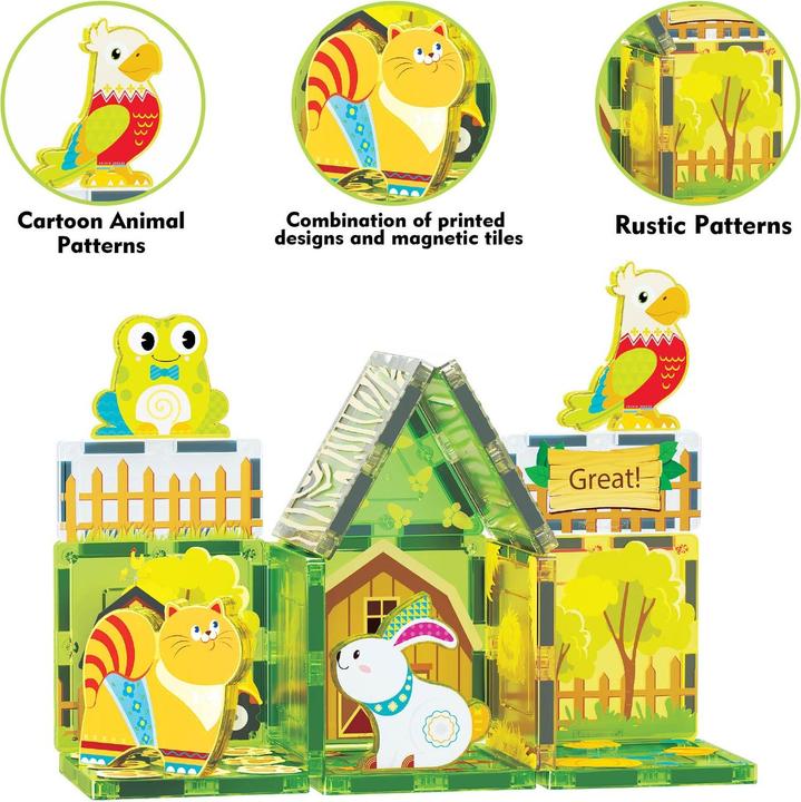 Actual product image PicassoTiles Picasso Tiles - Farm themed set with 8 animals (26 pcs) (PTQ27)