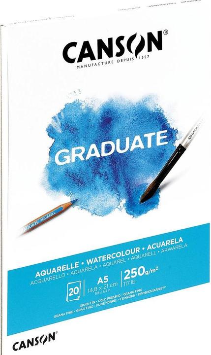 Actual product image Canson Drawing pad Graduate A5 400110373 20 sheets, watercolour, 250g (A5, Plain)
