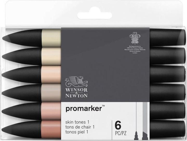 Image du produit Winsor & Newton 0290114 ProMarker, Marqueur de mise en page professionnel - 2 pointes, fine et large pour Zeic (Noir, 6 x)