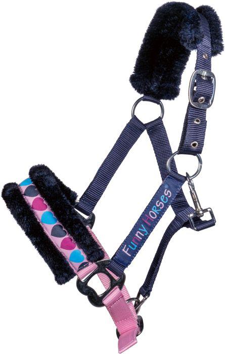 HKM Halfter - Hearts- dunkelblau Shetty