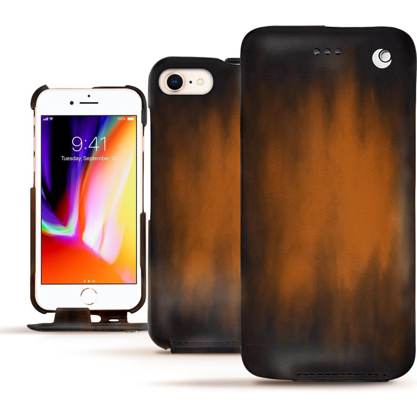 Thumbnail - Noreve Lederschutzhülle vertikal (Apple iPhone 8), Smartphone Hülle, Braun