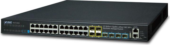 Planet Managed Layer 3 Switch 24 Port Gigabit 4 Optional 10G Slots Stackable (24 Ports)