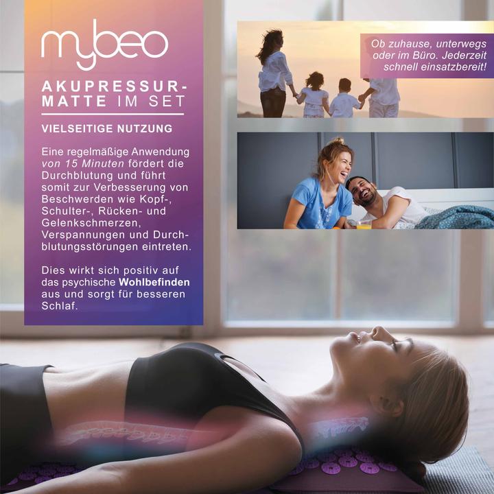 Produktbild Mybeo Akupressurmatte mit Naturfasern, Akkupressur Set 71 x 44cm, Faszienset, Kissen, Matte & Massageball