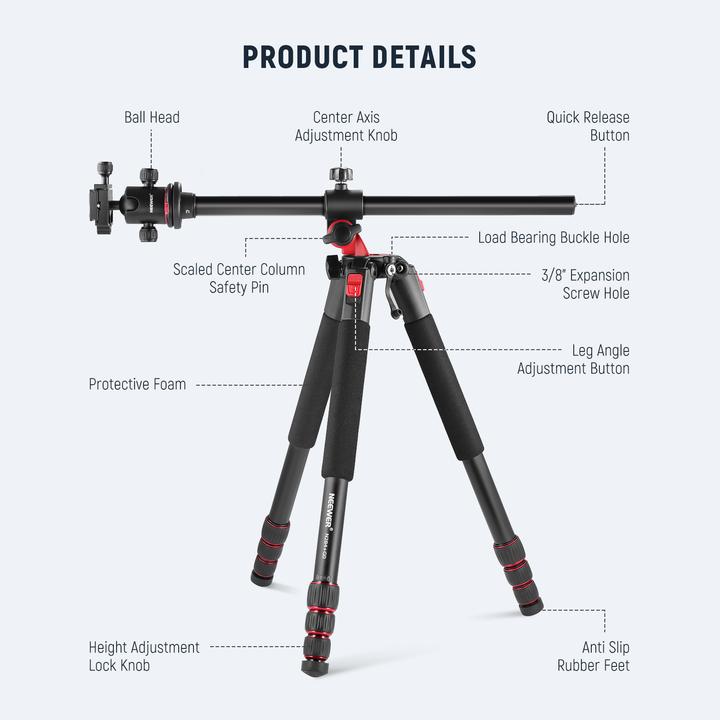 Actual product image Neewer Multifunctional Aluminium Tripod (I) (Metal)