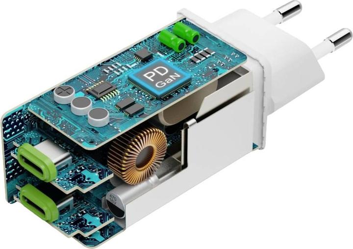 Produktbild Hama Schnellladegerät, GaN, 2x USB-C, PD/Qualcomm®, Mini-Ladegerät, 65 W, Weiss (65 W, 2 Ports)