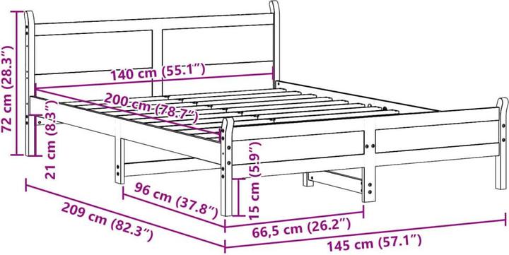 Produktbild vidaXL Bettgestell (140 x 200 cm)
