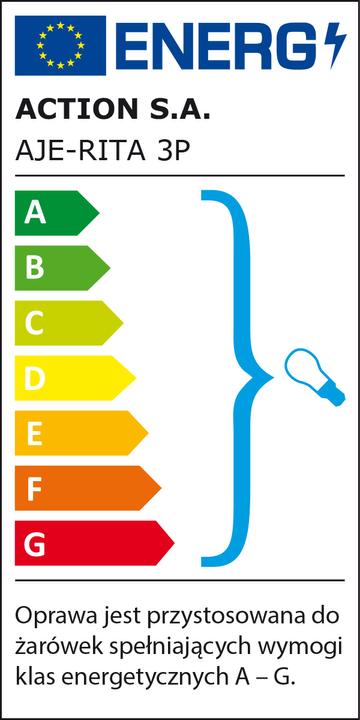 Label énergétique Activejet Plafonnier AJE-RITA 3P E27 Patine (E27)