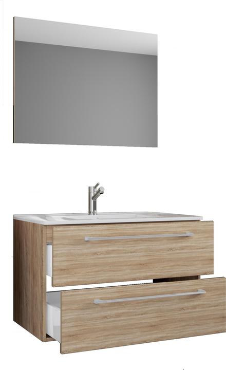 Actual product image VCM 3-piece wash place washbasin Badinos 2 drawers mirror