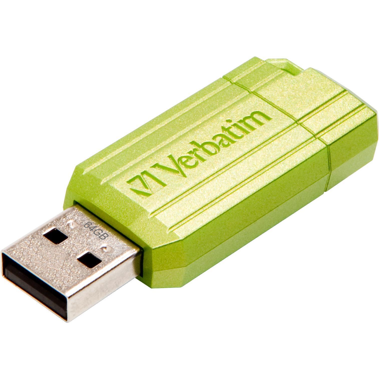 Verbatim Store n Go Pinstripe USB 2.0 Eucalyptus Green 64GB (64 GB, USB 2.0), USB Stick, Grün