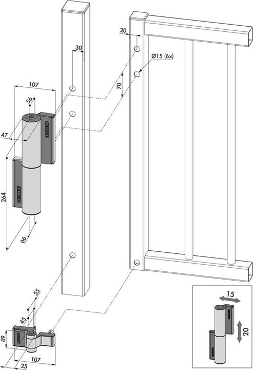 Productafbeelding Locinox Poortscharnier en poortdranger TIGER