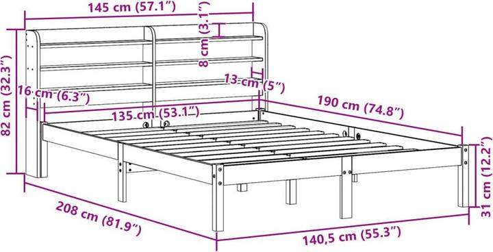Produktbild vidaXL Bettgestell (135 x 190 cm)