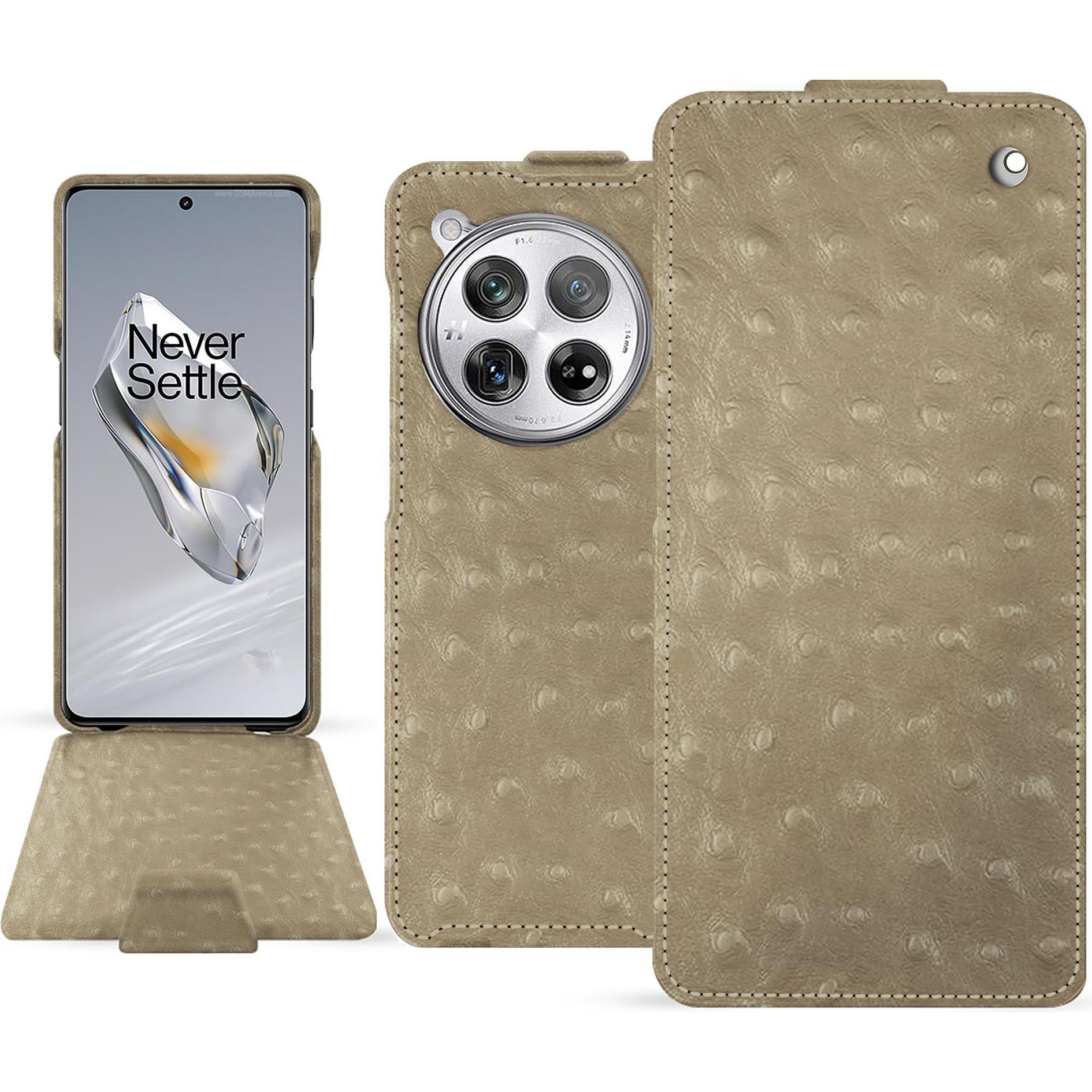 Noreve Lederschutzhülle vertikal (OnePlus 12), Smartphone Hülle, Beige