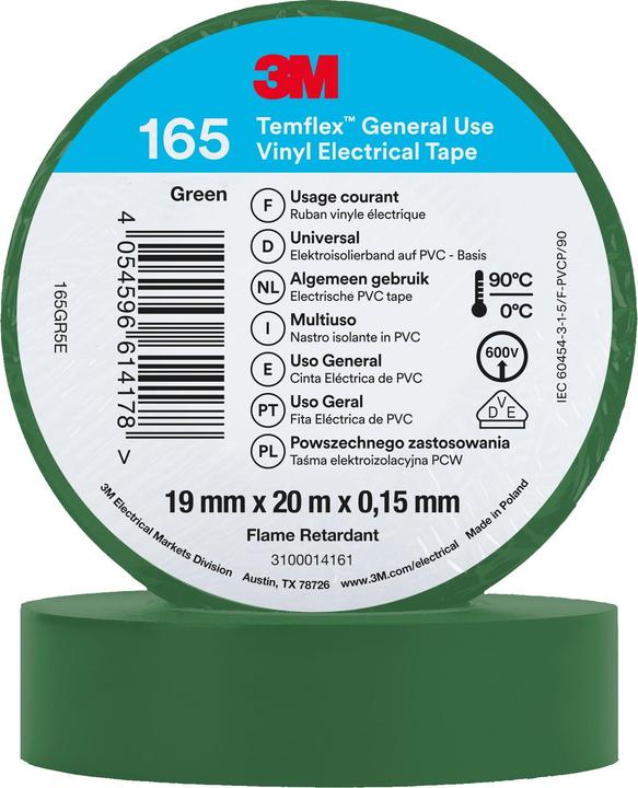 Immagine prodotto 3M Nastro isolante in vinile Temflex 165, 19 mm x 20 m (19 mm)