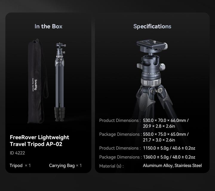 Produktbild SmallRig Lightweight Tripod AP 02 (Kunststoff, Metall)