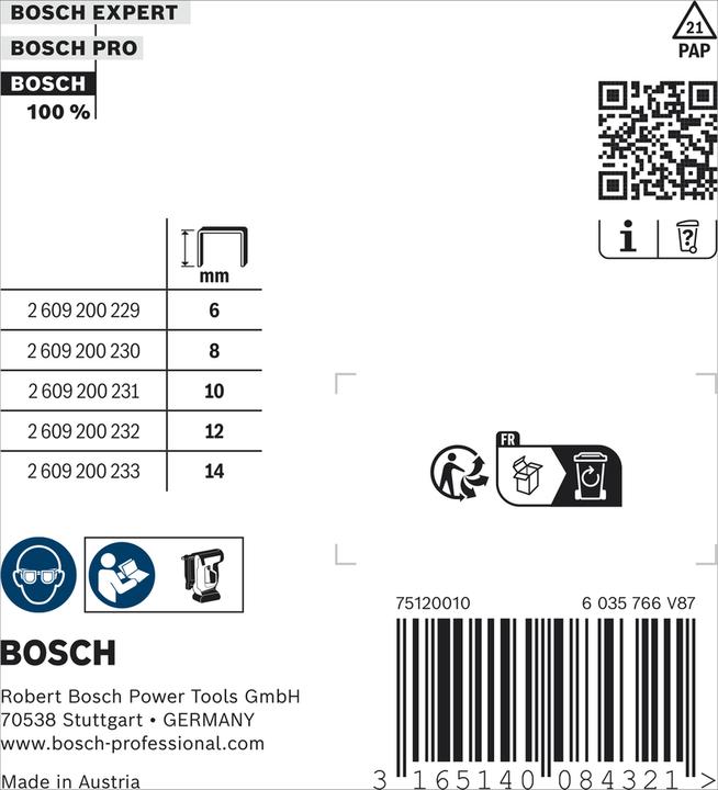 Produktbild Bosch Professional Zubehör Flachdrahtklammer Typ 57, 10,6 x 1,25 x 12 mm