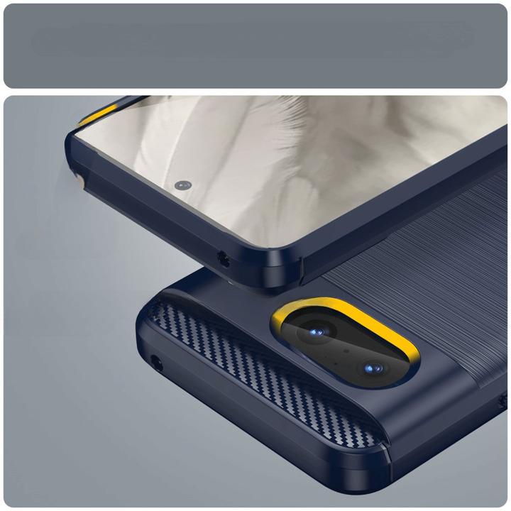 Produktbild Cover-Discount Google Pixel 8 - Metall Carbon Look Hülle blau (Google Pixel 8)