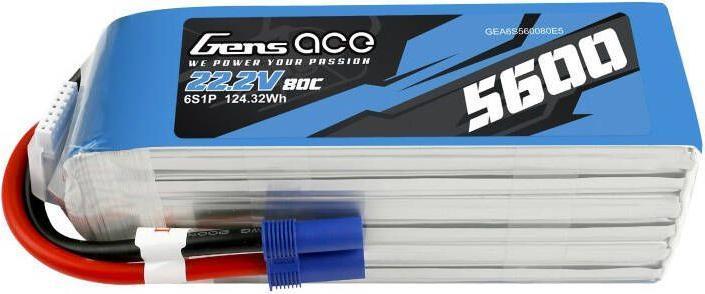 Gens Ace LiPo Pack 5600mAh 22,2V 80C 6S1P(EC5) (22.20 V, 5600 mAh)