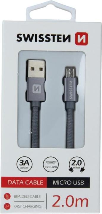 Swissten Datenkabel Textil USB / Micro-USB 2.0 M (2 m)