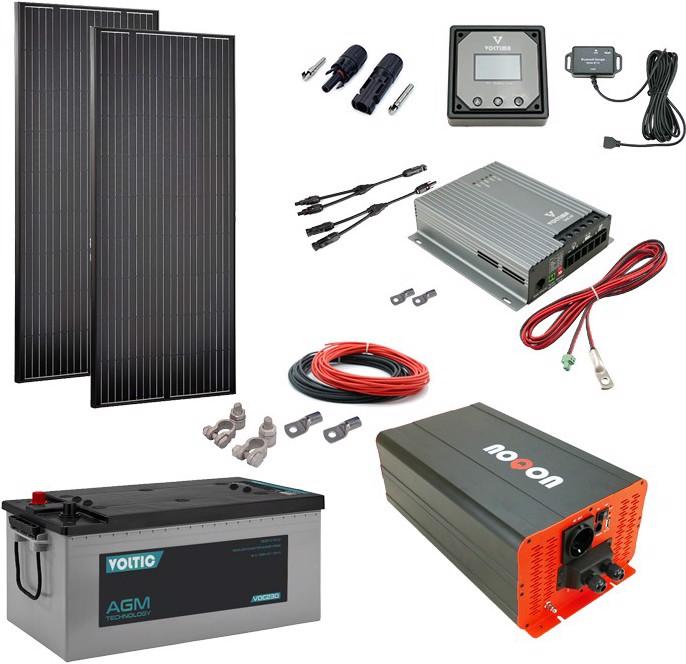 Produktbild Noqon Solaranlage Set 360W mit Batterie 230Ah und 3000W-Wechselrichter (360 W)