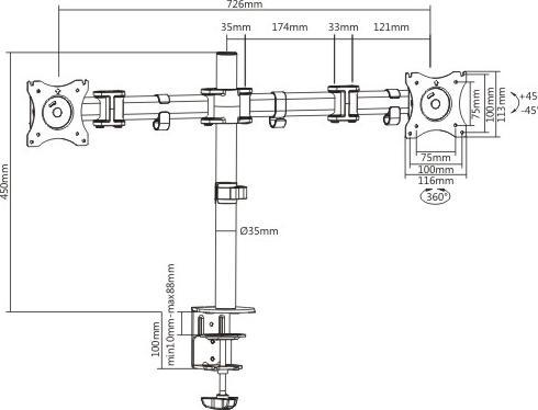 Image du produit Staffa Tv/Monitor Da Tavolo Morsa Dimensioni Da 13 A 27 2 Monitor (Tables, 16 kg, 13" - 27")