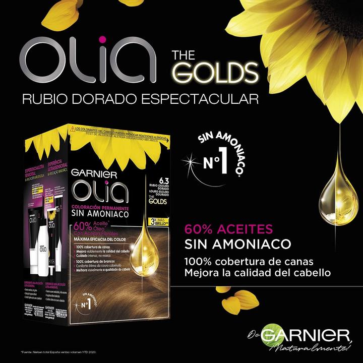 Produktbild Garnier OLIA Coloración Permanente #6,3 Rubio Oscuro Dorado 4 pz (7,3 Golden Dark Blonde)