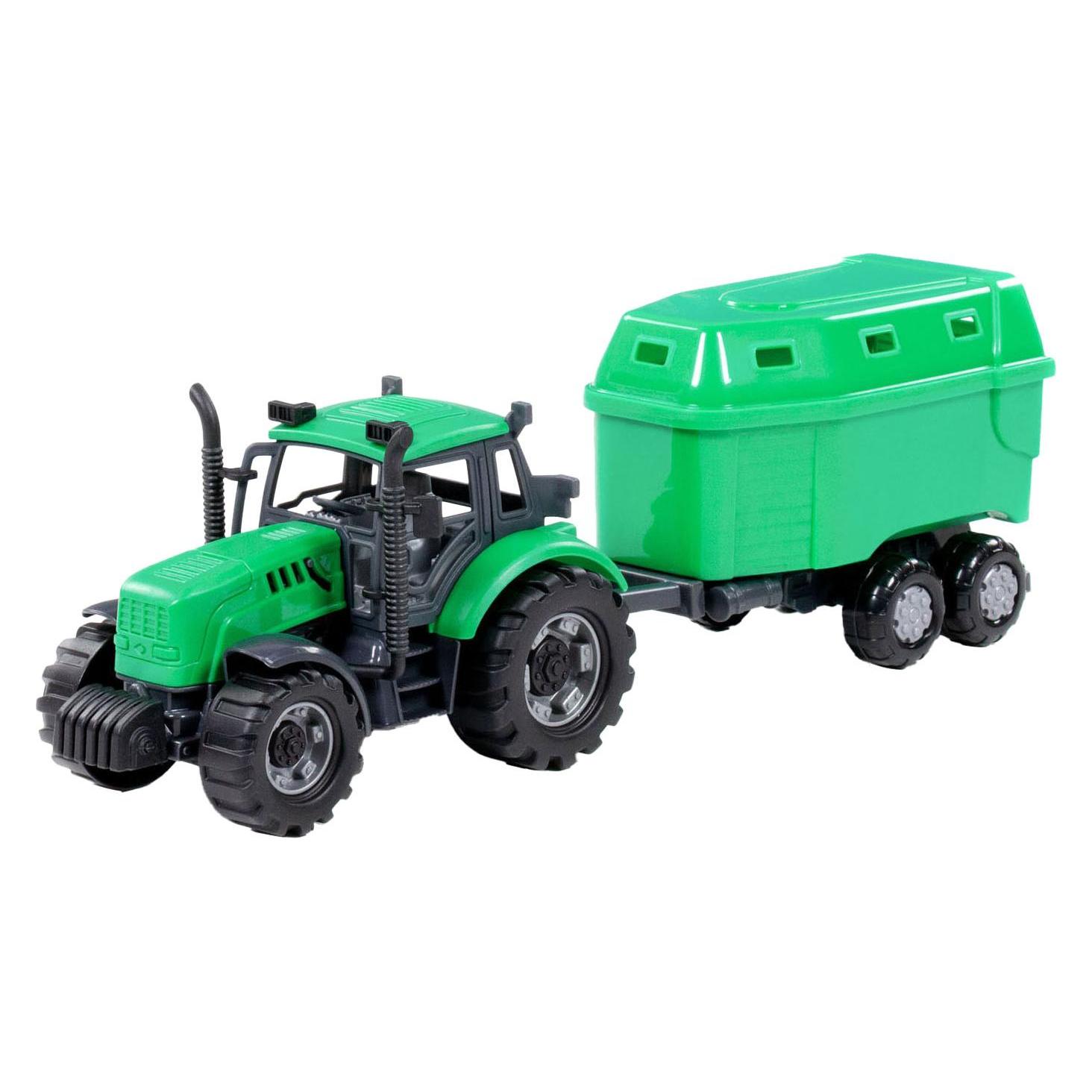 Polesie Cavallino Tractor Met Paardentrailer Groen, Schaal 1, 32