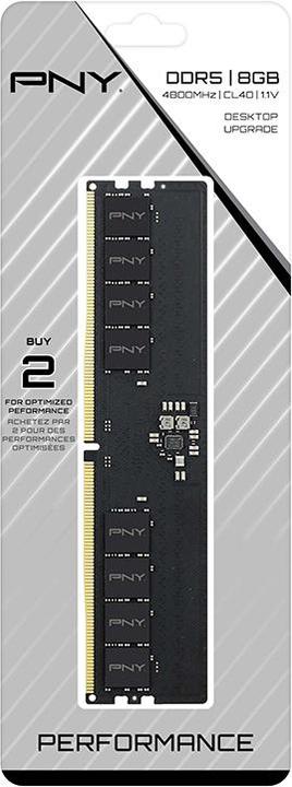 Produktbild PNY MD8GSD54800-TB, 8 GB, 1 x 8 GB, DDR5, 4800 MHz (1 x 8GB, 4800 MHz, DDR5-RAM, DIMM)