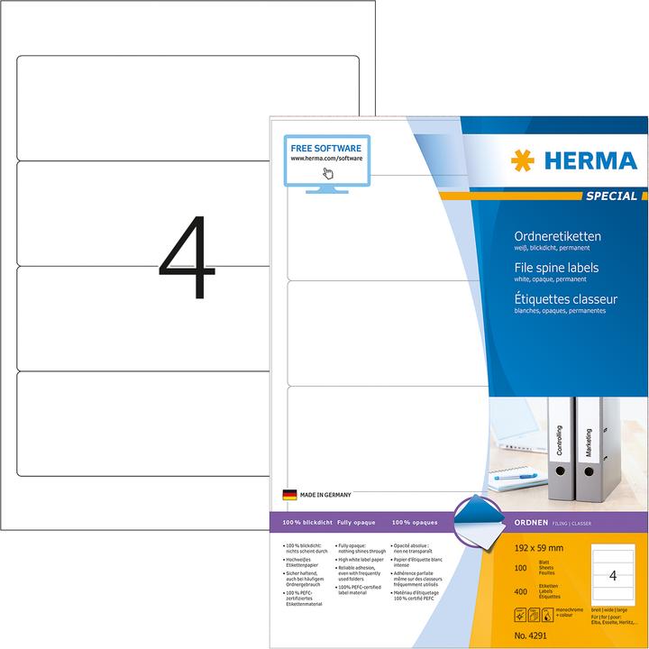 Actual product image HERMA Folder labels A4