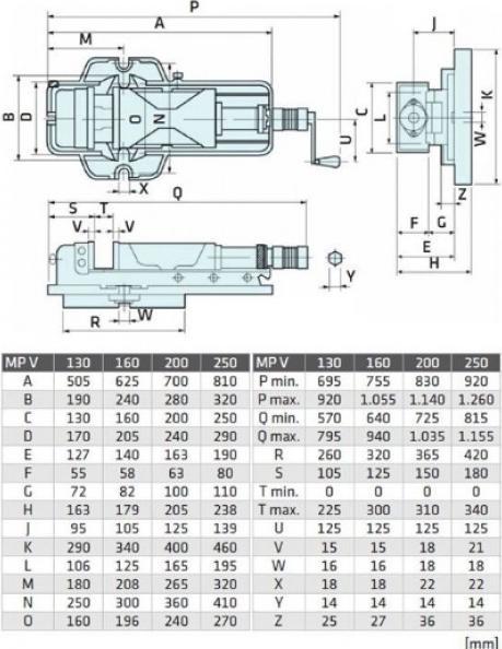 Produktbild Elmag - Hydraulikschraubstock MP 200 V m. NiederhaltsystemSpannkraft 62 KN (310 mm)