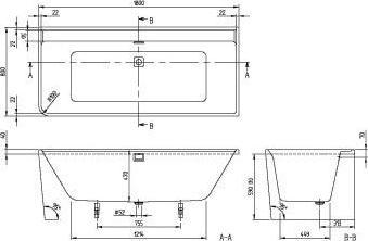 Produktbild Villeroy & Boch V&B Vorwand-Badewanne COLLARO 180x80 re m Ab u Überlgrt. gold we (148 l, 180 cm, 80 cm)