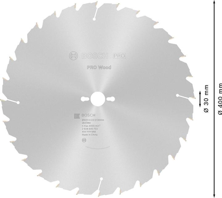 Immagine prodotto Bosch Professional Zubehör Lama per sega circolare PRO Wood, 400 x 3,2 x 30 mm