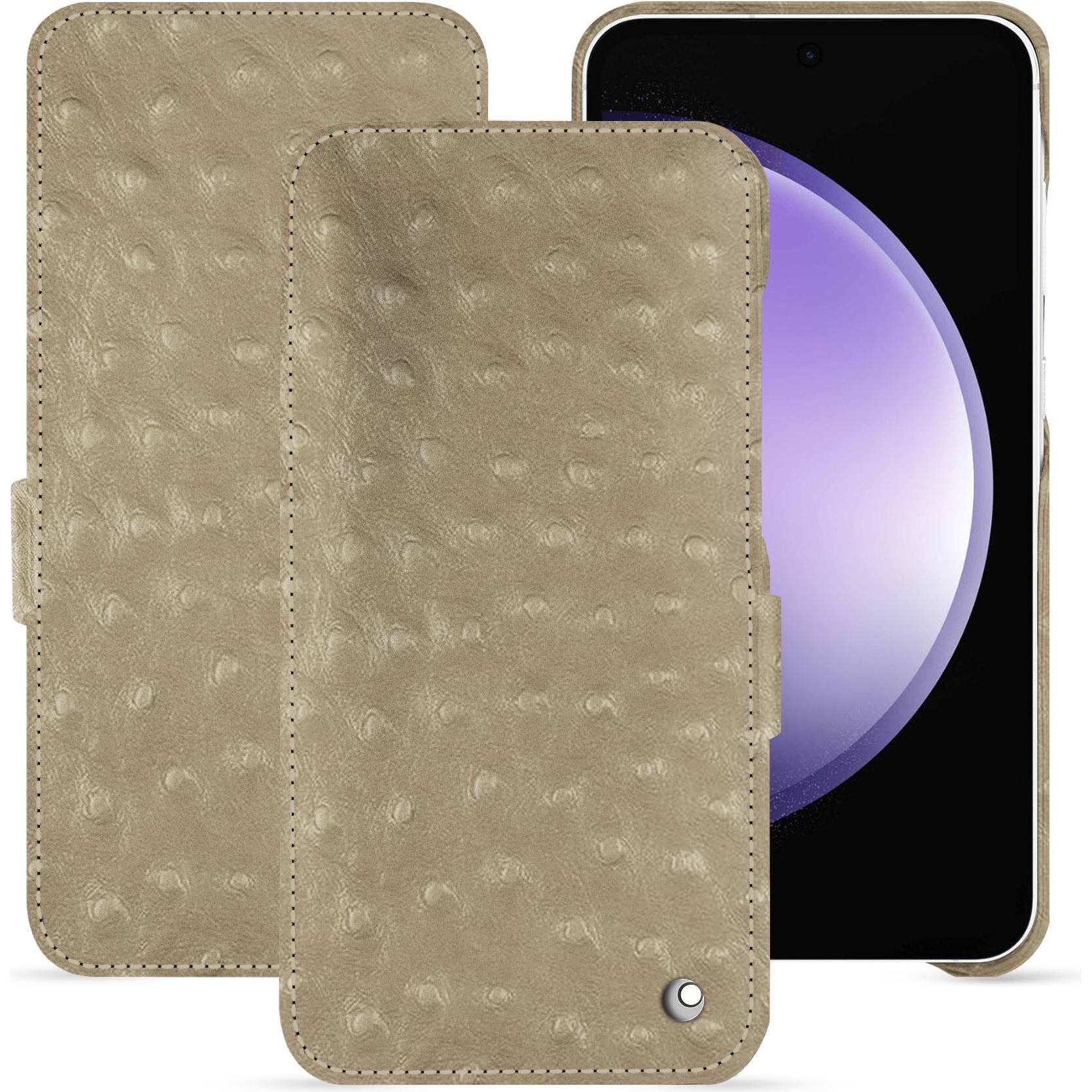 Noreve Lederschutzhülle horizontal (Samsung Galaxy S23 FE), Smartphone Hülle, Beige