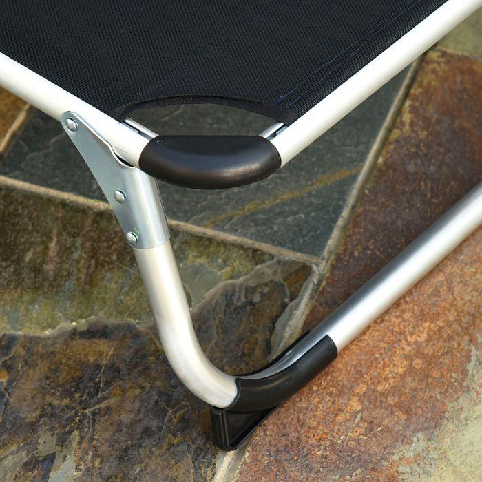 Image du produit Swisshandel24 Bain de soleil de jardin en aluminium Bain de soleil en tissu Relax réglable en 5 positions pliable (165 cm)