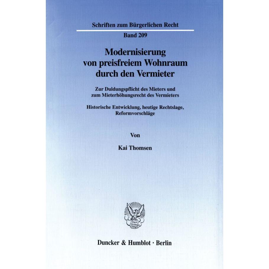 Modernisierung von preisfreiem Wohnraum durch den Vermieter, Fachbücher