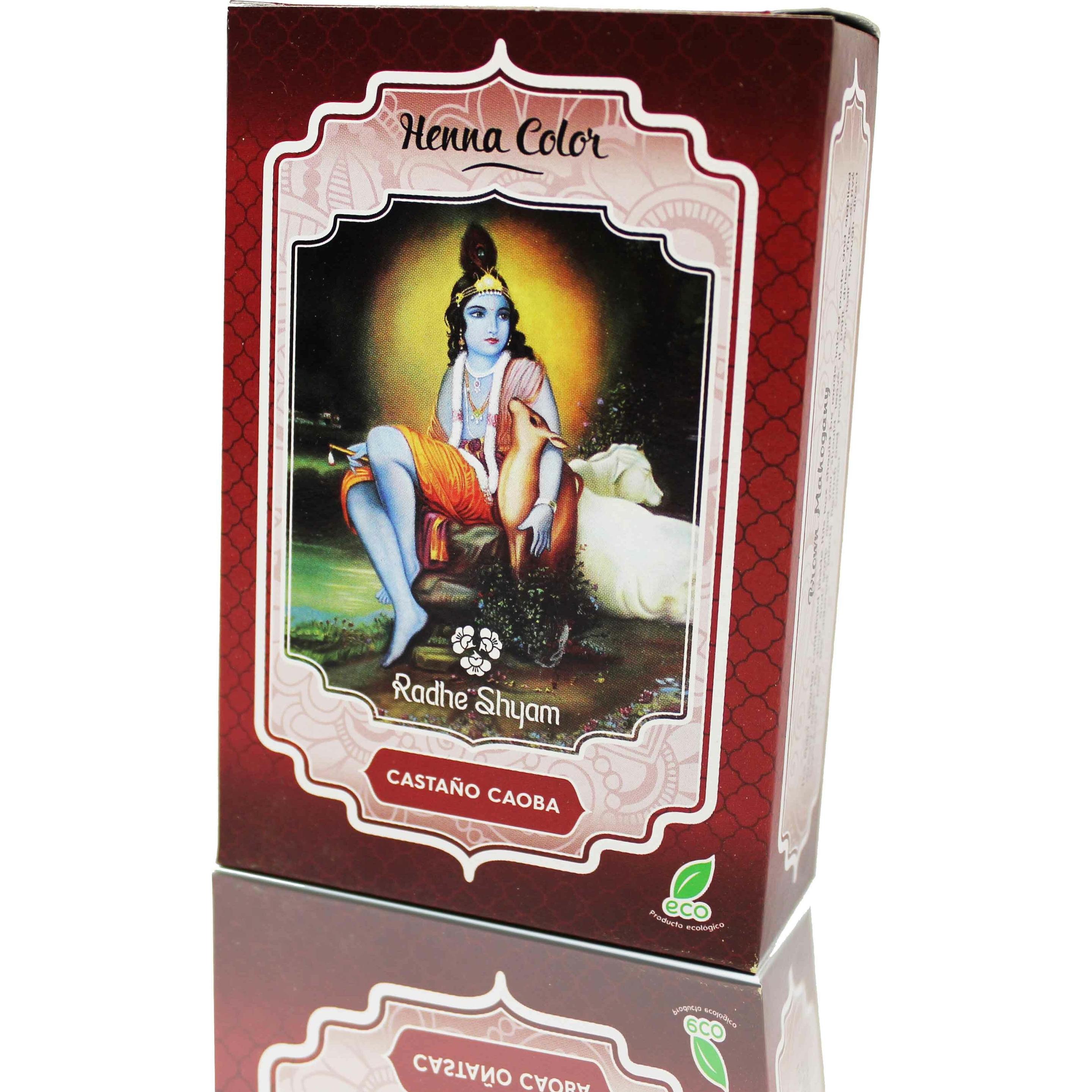 Radhe Shyam, Haarfarbe, Henna Castano Caoba Polvo Radhe 100g (Mahagoni-Kastanie)