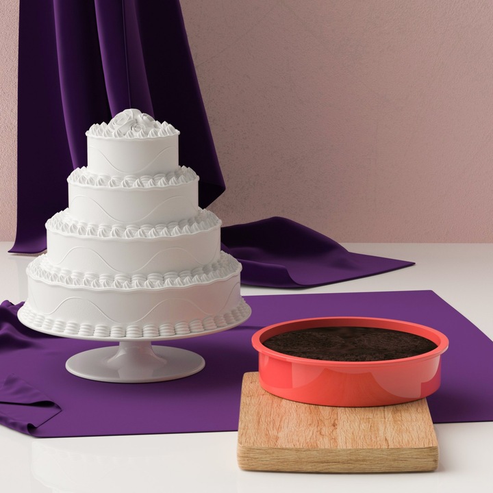Produktbild Intirilife 4-teiliges Set runde Silikon Kuchenbackformen in Rot - 10 cm, 16.3 cm, 19.8 cm, 25 cm (25 cm)