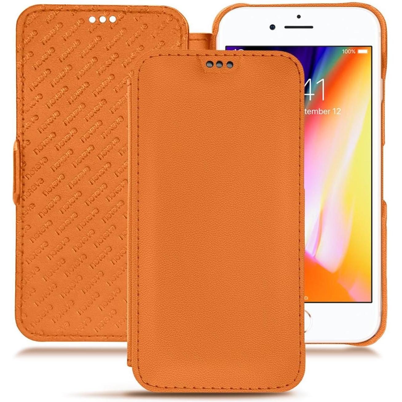 Noreve Lederschutzhülle horizontal (Apple iPhone 8), Smartphone Hülle, Orange
