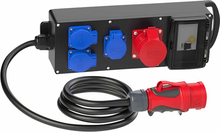 Produktbild PCE Stromverteiler Steyregg, 1x CEE 16A, 3x SSD 16A, IP54, schwarz (3x)