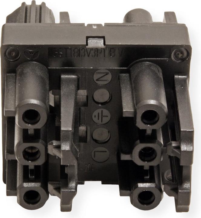 Produktbild Bachmann distribution block WIELAND GST18 1xIn/3xOut with locking lugs black