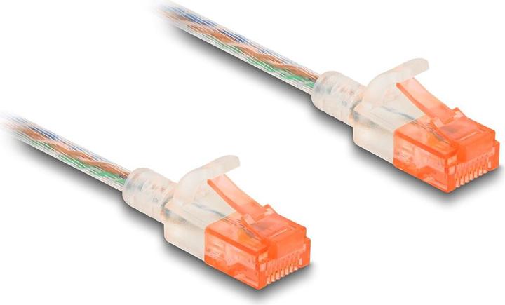 Actual product image Delock RJ45 network cable Cat.6A U/UTP Slim 5 m transparent (U/UTP, CAT6a, 5 m)