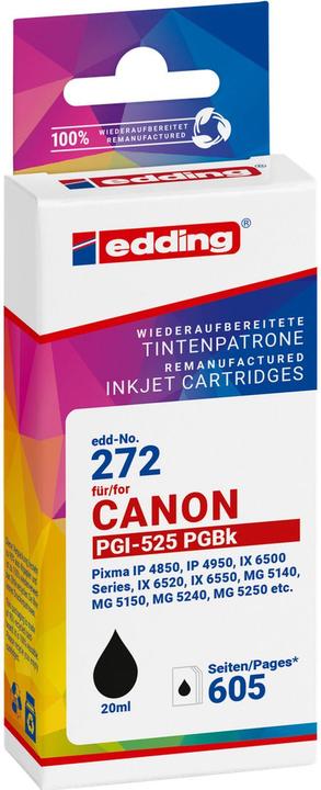 Edding EDD-272 schwarz Druckerpatrone kompatibel zu Canon PGI-525 BK (BK)