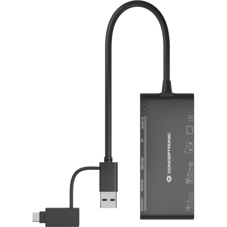 Thumbnail - Conceptronic Card Reader USB3.0 (USB-C, USB 3.0), Speicherkartenlesegerät, Schwarz