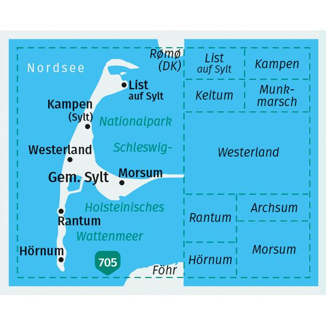 Thumbnail - Wanderkarte 701 Sylt mit Ortsplänen 1:40.000, Landkarte