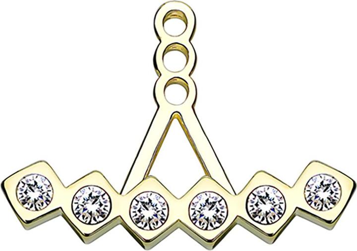 Produktbild Star Piercing Ohrring Ear Jacket vergoldet mit sechs vierecken und Kristall (Messing)