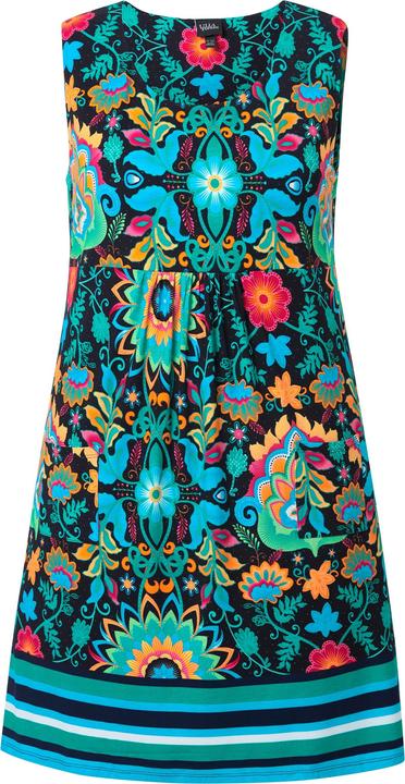 Produktbild Ulla Popken Jersey-Minikleid, Blüten, A-Linie, Rundhals, ärmellos (50, 52)